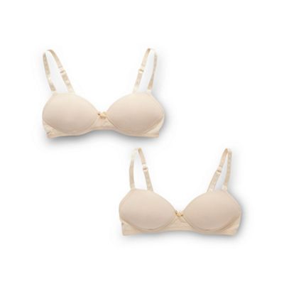 bluezoo Girl's pack of two natural microfibre bras